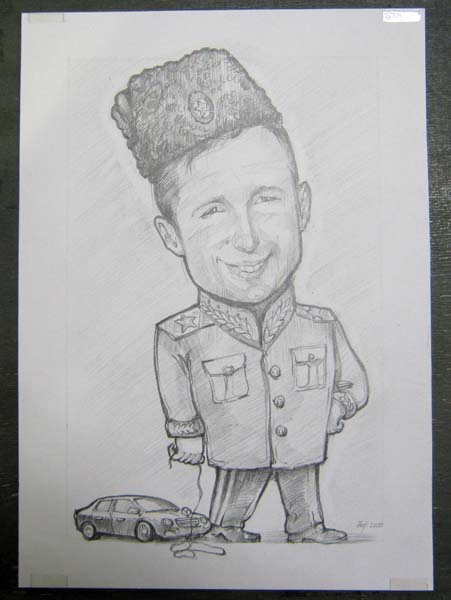 Шарж генерала с дедской машинкой на веревочке от Мишеля