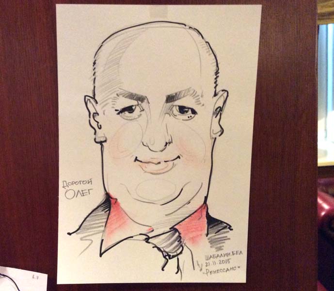 Шарж Олега цветными карандашами от шаржиста Мишеля